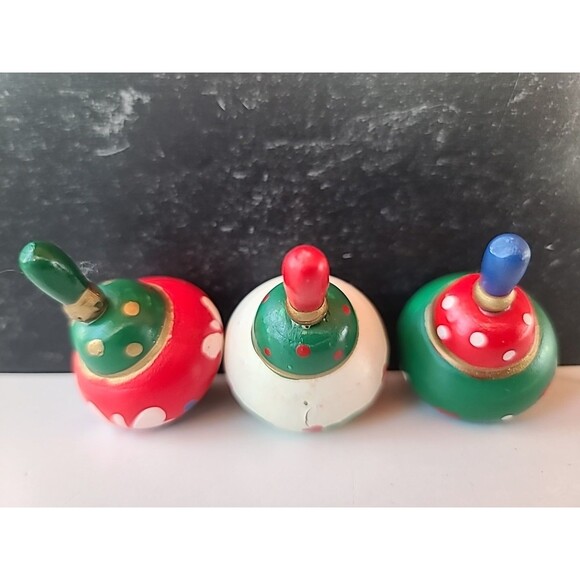 Vintage Christmas Spinning Tops Handpainted Toys USED Read Description - Picture 7 of 10